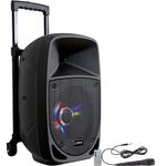 PARTY-8LED - PARTY - Battery powered speaker 8"/20cm of 200W RMS with 1 wired mic and light effect on the woofer - Bluetooth, USB and AUX - Black