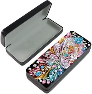 5D Diamond Art Painting Eye Glass Case Glasses Storage Box Diamond Painting Sunglass Case for Adults Flower DIY Handmade Diamond Art Glasses Case for Art Craft Gift Travel Sunglass Eyeglasses Box