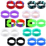 OUFER 20PCS Soft Silicone Ear Gauges Marble Pearlized Flesh Tunnels Plugs Stretchers Expander Double Flared Flesh Tunnels Ear Piercing Jewelry 0G