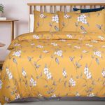 Imperial Rooms King Size Duvet Cover Set (230 x 220 Cm) 3 Piece Soft Brushed Microfiber Printed Quilt Cover Reversible Bedding Set with Pillowcases (Ochre Flower)