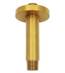 Aquaiaw Shower Arm and O-Ring Flange, 75 MM (3 inch), Solid Brass, Brushed Gold, Round, Both Soldered 1/2 NPT Tapered Threads, Straight Shower Extension, Ceiling Shower Head Arm for Rain Shower