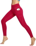 Heathyoga Women's Yoga Pants Leggings with Pockets for Women High Waist Yoga Pants with Pockets Workout Leggings Tights Ruby Red