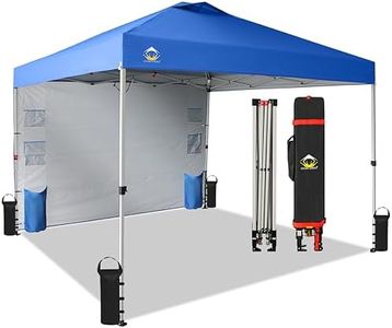 CROWN SHADES Canopy Tent 10x10 Pop Up Canopy Outdoor Shade with Pockets Sidewall, Easy Up Sun Shelter with One Person Set Up Center Lock, Portable Instant Camping Beach Canopy Tents, Blue