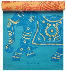 Gaiam Premium Print Reversible Yoga Mat, Elephant, 6mm
