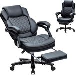 Executive Office Chair 400lbs, Big and Tall Office Chairs with Foot Rest, High Back Reclining Office Chair Chairs with Lumbar Support, PU Leather Ergonomic Office Chairs with Padded Armrests (Black)