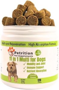 Petrition 11 in 1 Multi Vitamin Chews for Dogs - 120 Chews Chicken Flavour, Immune Support.