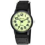 Ravel - Men's Modern Workwear Watch with Easy-Fasten Strap - Black/Glow in The Dark Dial/Black Strap