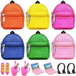 Miunana Dollhouse Backpacks Doll Bag Cute Mini Zipper School Bags 6 Bags 2 Laptop 2 Brushing Accessories 2 Earphones Doll Accessories for 11.5 Inch Doll