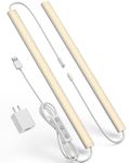 Plug-in Under Cabinet Lighting, ASOKO 12 Inch Linkable USB Led Closet Light Bar, 3000K Warm White,Wired Indoor Night Lights,Dimmable Under Counter Lights for Kitchen,Desk,Sink, Workbench-2Pack