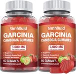 Simhould 2 Pack Sugar Free Garcinia Cambogia Gummies - 3000mg 95% HCA with L-Carnitine, Energy Boost, Strawberry Flavor Gummy Easier to Take Than Pills & Capsules 120 Counts