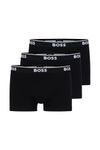 BOSS Mens Trunk 3P Power Three-Pack of Logo-Waistband Trunks in Stretch Cotton