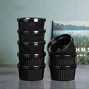 Garvee 8 Oz Set of 8 Ceramic Ramekins, Porcelain Creme Brulee Souffle Ramekins for Baking, Pudding Custard Cups, Dipping Sauces, Dishwasher and Oven Safe