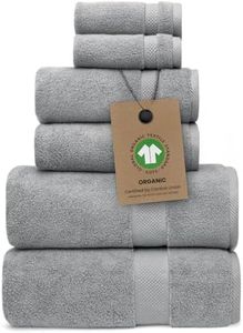 100% Organic Zero-Twist Cotton Towels - GOTS Certified Luxury Bath Towels - Ultra Soft & Plush 700GSM Long-Staple Cotton - 6 Piece Towel Set (Pewter Grey)
