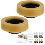 Hibbent Extra Thick Toilet Wax Ring 2 Pack, Toilet Bowl Wax Seal Kit with Closet Bolts, Caps, PE Flange and Extra Retainers, 40mm Thick Wax Ring Gasket for Toilet Bowl- Gas, Odor and Watertight Seal