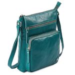 Wise Owl Genuine Leather Crossbody Handbags & Purses for Women - Premium Crossover Over the Shoulder Bag (Emerald Green Nappa)