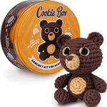 Cookie Box Crochet Kit for Beginners - Learn to Crochet Amigurumi Stuffed Animals - Gift - for Kids (14+) and Adults - Beginner-Friendly Yarn - Stitch-by-Stitch Video Tutorial - Bear Bruno