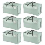 VENO 6 Pack Heavy-Duty Oversize Large Storage Bag Organizer with Zips and Tag Pocket for Moving, Clothes Storage, Laundry Bag, House Essentials, Sustainable, Water-Resistant (Light Green, 6 Pack)