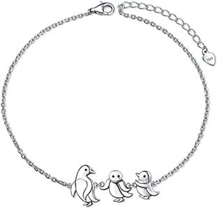 Animal Anklet for Women 925 Sterling Silver Ankle Bracelet for Girls Adjustable Beach Foot Chain Charm Family Jewelry Birthday Valentine's Day Gifts, 9+1.5 Inch, Sterling Silver , 925 sterling silver