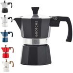 GROSCHE Milano Moka 3-Cup Stovetop Espresso Coffee Maker with Italian Safety Valve and Protection Handle, Black