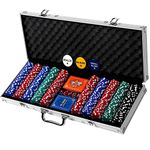 Professional Poker Set with Case - Complete Poker Playing Game Sets with Cards, Chips, Dice and Aluminum Case with Keys - Texas Hold'em, Blackjack, and 7 Card Stud Accessories, Supplies