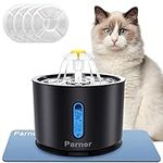 Parner Cat Water Fountain, 81oz/2.4L Stainless Steel Pet Water Drinking Fountain Water Dispenser with Intelligent Pump and LED Indicator for Water Shortage Alert, Water Fountain for Cats and Dogs