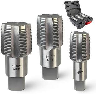 3-Piece NPT Pipe Tap Set, Precision Carbon Steel Tap Set for Clean Accurate Threads, 1", 1-1/4", 1-1/2" NPT Tap, Perfect for Plumbers Mechanics DIYers, with Durable Plastic Case.