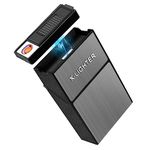 X-Lighter Cigarette Case, 20pcs 84mm Cigarette Capacity, with Removable USB Plasma Lighter, Windproof, Moisture Proof and Scratch Resistant, Father's Day Gift for Men dad