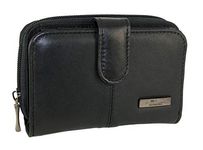 Hide and Sleek Women's Real Leather Purse 5 Cards, 4 Coin Sections, RFID Blocking (Black)