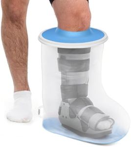 YUNCHI Waterproof Extra Wide Leg Cast Cover for Shower Adult After Surgery with Non-Slip Bottom, Extra Large Watertight Foot Cast Protector for Plus Size Adults Large Casts Surgery Shower Boots