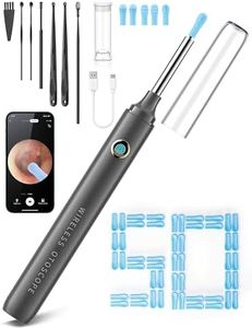 Ear Wax Removal Tool Camera - Ear Cleaner with 1080P HD Camera, FSA HSA Store Eligible, Otoscope with Light, Earwax Removal Kit with 50 Replacement Tips for iPhone, iPad, Android Phones (Gray)