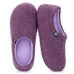 RockDove Women's Teddy Fleece Closed Back Indoor Slipper, Size 7-8 US Women, Eggplant