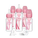 Dr. Brown’s Natural Flow Anti-Colic Options+ Narrow Baby Bottle Gift Set with Bottle Travel Caps, Pink"