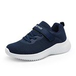 DREAM PAIRS Boys Girls Shoes Kids Tennis EZ-Ons FunRun Breathable Running Athletic Sport Sneakers, Dark/Blue, 6 Big Kid