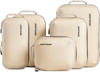Aerotrunk Ultralight Compression Packing Cubes - Lightweight Travel Organizers for Suitcases and Luggage (6-Pack, Beige)