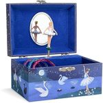 Jewelkeeper Girl's Musical Jewelry Storage Box with Spinning Ballerina, Glitter Design, Swan Lake Tune