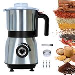 Versatile Kitchen Grinder | 500W Electric Mill | Grinds Spices, Nuts, Grains, Coffee | 3 Stainless Steel Blades | Wet & Dry Use (Black)