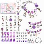 Girls Charm Bracelet Making Kit - Super DIY Arts and Crafts Set,Girls Jewellery Making Kit Gift for Kids,Birthday for 8-12 Year Old Girls Teenage Girls,Top Xmas Gift of 2021 (Purple)