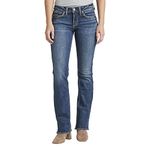 Silver Jeans Co. Women's Britt Low Rise Curvy Fit Slim Bootcut Jeans, Med Wash Sdk394, 28W x 31L