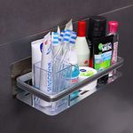 HOKIPO Magic Sticker Series High Grade Aluminium Bathroom Shelf (Model No - Ar2614), Silver