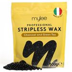 Mylee Professional Hard Wax Beads - 500g Premium Italian Stripless Wax for Women & Men – At-Home Hair Removal for Full Body, Face, Bikini Line & Brazilian Wax (Charcoal & Green Tea)