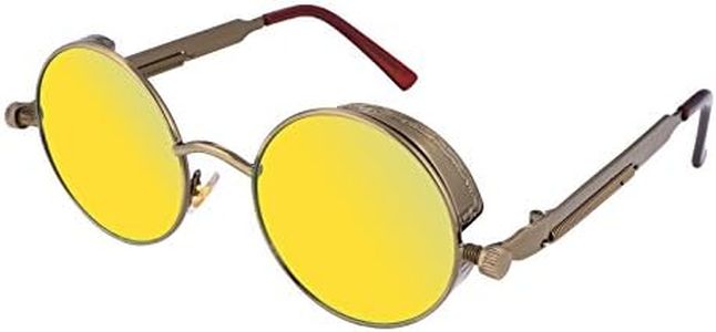 FEISEDY Retro Gothic Steampunk Sunglasses Round Metal Frame Punk Circle Inspired Shade Men B1857