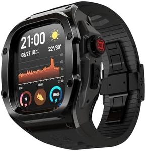 VeveXiao Rugged Case with Band Compatible with Apple Watch Ultra 2 Bands 49mm, Metal Protective Cover Case with Replacement Fluorine Rubber Strap for iWatch Ultra 49mm Mens Strap (Black Black)