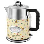 Russell Hobbs Emma Bridgewater Bumble Bee & Polka Dot 1.7L Cordless Electric Kettle - (Fast boil 3KW, Removable washable anti-scale filter, Pull off lid, Perfect pour spout, Cream) 27240