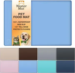 Neater Pet Brands Neater Mat - Waterproof Silicone Pet Bowls Mat - Protect Floors from Food & Water (Light Blue, 32" x 24" Silicone)