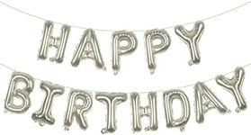 Magic Season Balloon Banners/Aluminum Foil Letters - 40cm Happy Birthday (Silver)