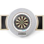 Dart Board Cabinet Set with LED Light; Bristle Dartboard, Built in LED Light, Darts and Chalkboards (Grey Version)