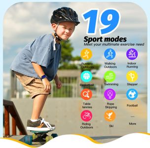 Kids Smart Watch for Boys – Waterproof Fitness Tracker, 1.5” DIY Face, Heart Rate, 19 Sport Modes, Blue