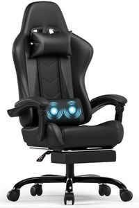 Devoko Massage Gaming Stuhl, Computer Bürostuhl mit Fußstütze, Racing Gamer Stuhl 150kg Belastbarkeit, 90-135° Rückenlehne einstellbar Ergonomischer PC Stuhl, 360° drehbar, Schwarz