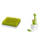 Boon Grass Countertop Baby Bottle Drying Rack + Boon Cacti Bottle Cleaning Brush Set