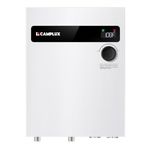 CAMPLUX Electric Tankless Water Heater 27kW 240V, Instant Hot Water, Self-modulating Technology, Multipoint of Use Water Heater with Digital Display, for Whole House Shower, White